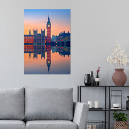 Plakat samoprzylepny Big Ben w Londynie w promieniach zachodzącego słońca