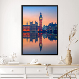 Obraz w ramie Big Ben w Londynie w promieniach zachodzącego słońca