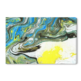 Obraz na płótnie Marmurowy wzór w kolorach niebieskim, białym i żółtym