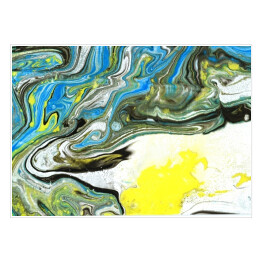 Plakat Marmurowy wzór w kolorach niebieskim, białym i żółtym