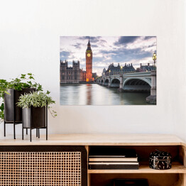 Plakat samoprzylepny Big Ben i Pałac Westminsterski w Londynie, Wielka Brytania