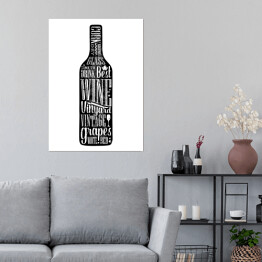 Plakat samoprzylepny Napis na czarnej butelce wina