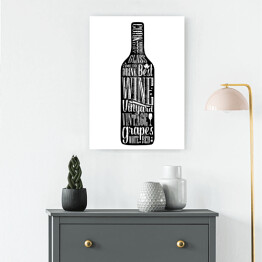 Obraz na płótnie Napis na czarnej butelce wina