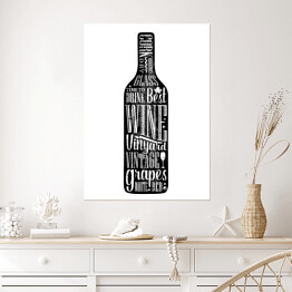 Plakat samoprzylepny Napis na czarnej butelce wina