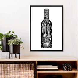 Obraz w ramie Napis na czarnej butelce wina