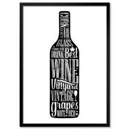 Plakat w ramie Napis na czarnej butelce wina