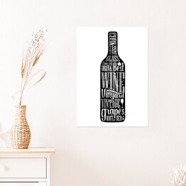 Plakat Napis na czarnej butelce wina