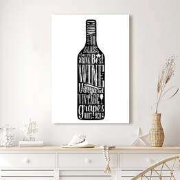 Obraz na płótnie Napis na czarnej butelce wina