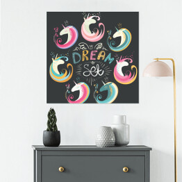 Plakat samoprzylepny Ilustracja z napisem - "Dream set" na czarnym tle