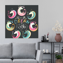Plakat samoprzylepny Ilustracja z napisem - "Dream set" na czarnym tle