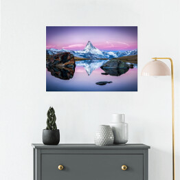 Plakat samoprzylepny Stellisee i Matterhorn w Szwajcarskich Alpach blisko Zermatt, Szwajcaria