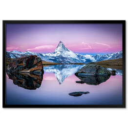 Plakat w ramie Stellisee i Matterhorn w Szwajcarskich Alpach blisko Zermatt, Szwajcaria