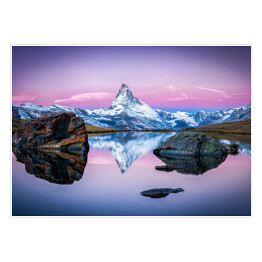 Plakat samoprzylepny Stellisee i Matterhorn w Szwajcarskich Alpach blisko Zermatt, Szwajcaria