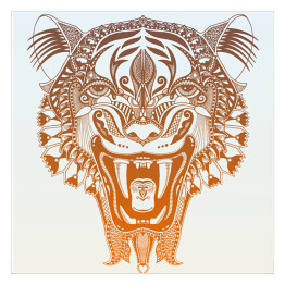 Plakat samoprzylepny Rysunek głowy tygrysa - ilustracja w stylu etnicznym