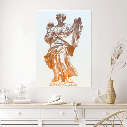 Plakat Rysunek tuszem - marmurowy posąg anioła 