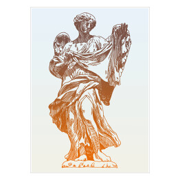 Plakat Rysunek tuszem - marmurowy posąg anioła 