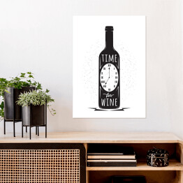 Plakat Butelka wina z zegarem