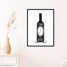 Plakat w ramie Butelka wina z zegarem