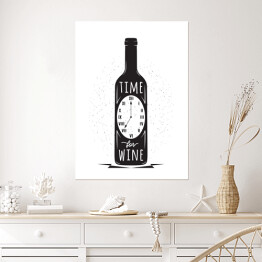 Plakat samoprzylepny Butelka wina z zegarem