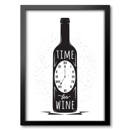 Obraz w ramie Butelka wina z zegarem
