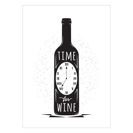 Plakat samoprzylepny Butelka wina z zegarem