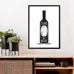 Obraz w ramie Butelka wina z zegarem