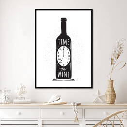 Plakat w ramie Butelka wina z zegarem