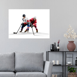Plakat Zawodowi gracze w hokeja na lodzie walczący o krążek