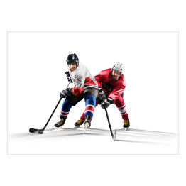Zawodowi gracze w hokeja na lodzie walczący o krążek