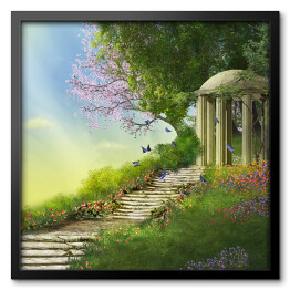 Obraz w ramie Altanka fantasy z pięknymi schodkami