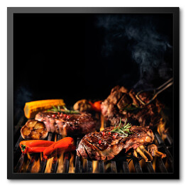 Obraz w ramie Steki z wołowiny z grilla
