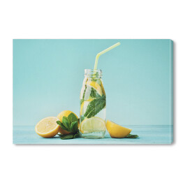 Obraz na płótnie Lemoniada z cytryną i miętą w słoiku