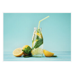 Plakat Lemoniada z cytryną i miętą w słoiku