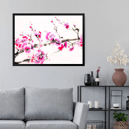 Obraz w ramie Gałązka kwitnącej wiśni 