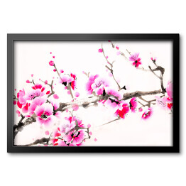 Obraz w ramie Gałązka kwitnącej wiśni 