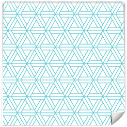 Tapeta samoprzylepna w rolce Trójkąty rozdzielone liniami - błękitno biały deseń