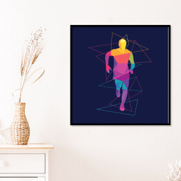 Plakat w ramie Kolorowa sylwetka biegacza