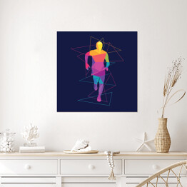 Plakat samoprzylepny Kolorowa sylwetka biegacza