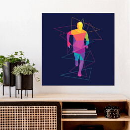 Plakat samoprzylepny Kolorowa sylwetka biegacza
