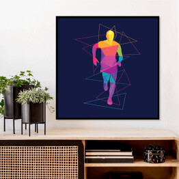Plakat w ramie Kolorowa sylwetka biegacza