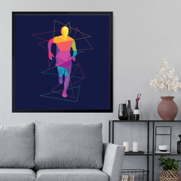 Obraz w ramie Kolorowa sylwetka biegacza