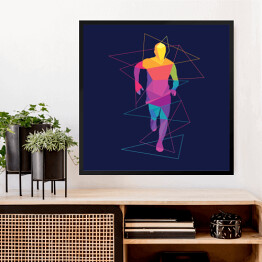 Obraz w ramie Kolorowa sylwetka biegacza