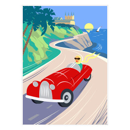 Plakat Riviera Francuska - nadmorska droga