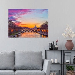 Plakat Widok na rzekę Tiber w Rzymie we Włoszech