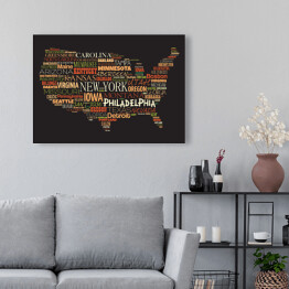 Mapa USA z najważniejszymi miastami