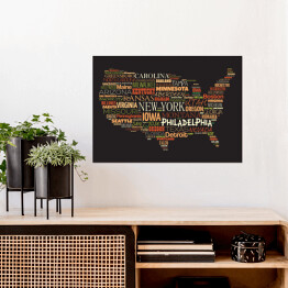 Plakat Mapa USA z najważniejszymi miastami