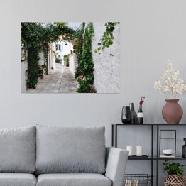 Plakat Piękny widok malowniczej wąskiej uliczki we Włoszech