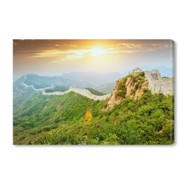 Obraz na płótnie Wspaniały Wielki Mur Chiński podczas zachodu słońca
