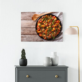 Obraz na płótnie Warzywa na parze - bakłażan, papryka, pomidory, cukinia, cebula 