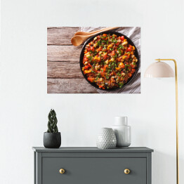 Plakat samoprzylepny Warzywa na parze - bakłażan, papryka, pomidory, cukinia, cebula 